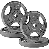 Yes4All 1 Inch Grip Weight Plates, Cast Iron Strength Training | 3-Handle Design for Easy Loading &amp; Carrying, Available in 2.5 - 35 lb Sizes for Custom Strength Training Progression