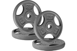 Yes4All Standard 1-Inch Grip Weight Plates, Cast Iron with Multiple Sizes from 2.5 lb to 35 lb for Strength Training, Weightlifting & Muscle Toning