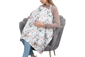 BYEBYE CALORIE Cotton Nursing Cover for Breastfeeding - Multipurpose Breathable Mother Breastfeeding Cover (White Flower)