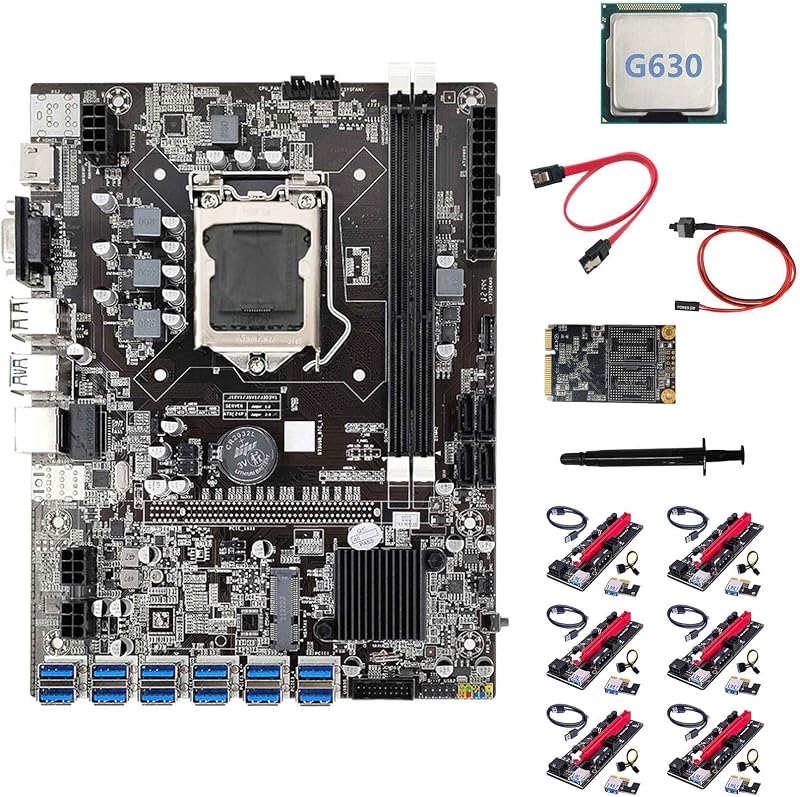 Lodokdre B75 ETH Mining Motherboard 12x USB 3.0 + G630 CPU + 128GB SSD + 6x