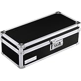 Vaultz Locking Medicine Storage Box, Combo Lock, 3.75x11.88x5.25, Black | Compact case for medication and pill storage, keyless 3-digit combination lock, elastic dividers keep items organized