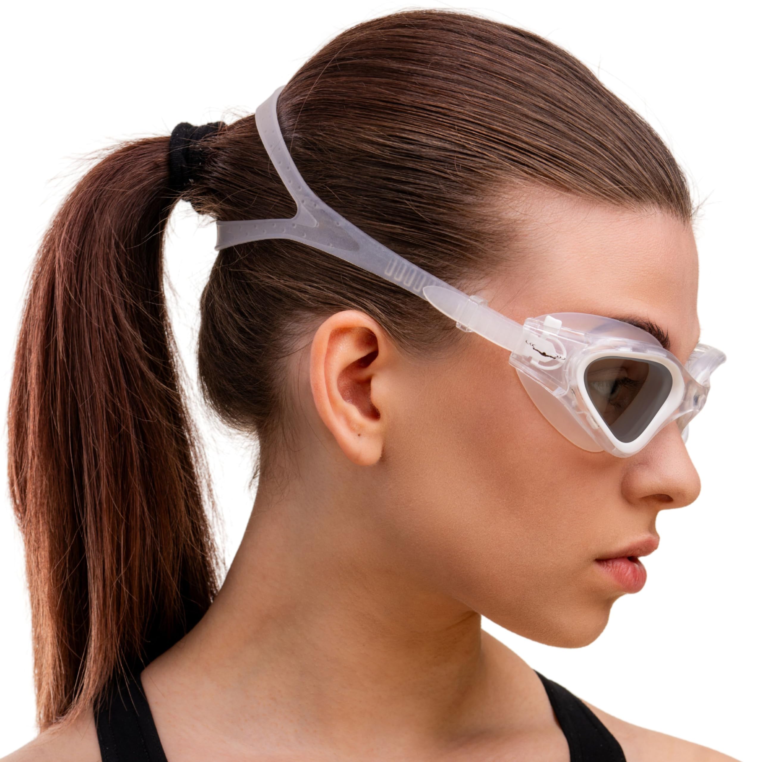 AqtivAqua Swimming Goggles Adult and Kids Goggles Kids 6-14 Men Women Swim Children Boys Girls DX-S (Transparent White, Silver case, Shade lens)