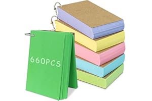 ANSTEEP 660 PCS Index Cards, 3x5 Inches Colored Flash Cards with Ring, Blank on Both Side Notecards Ruled Study Card Flashcards Heavy Note Cards for Studying, Learning, School, College