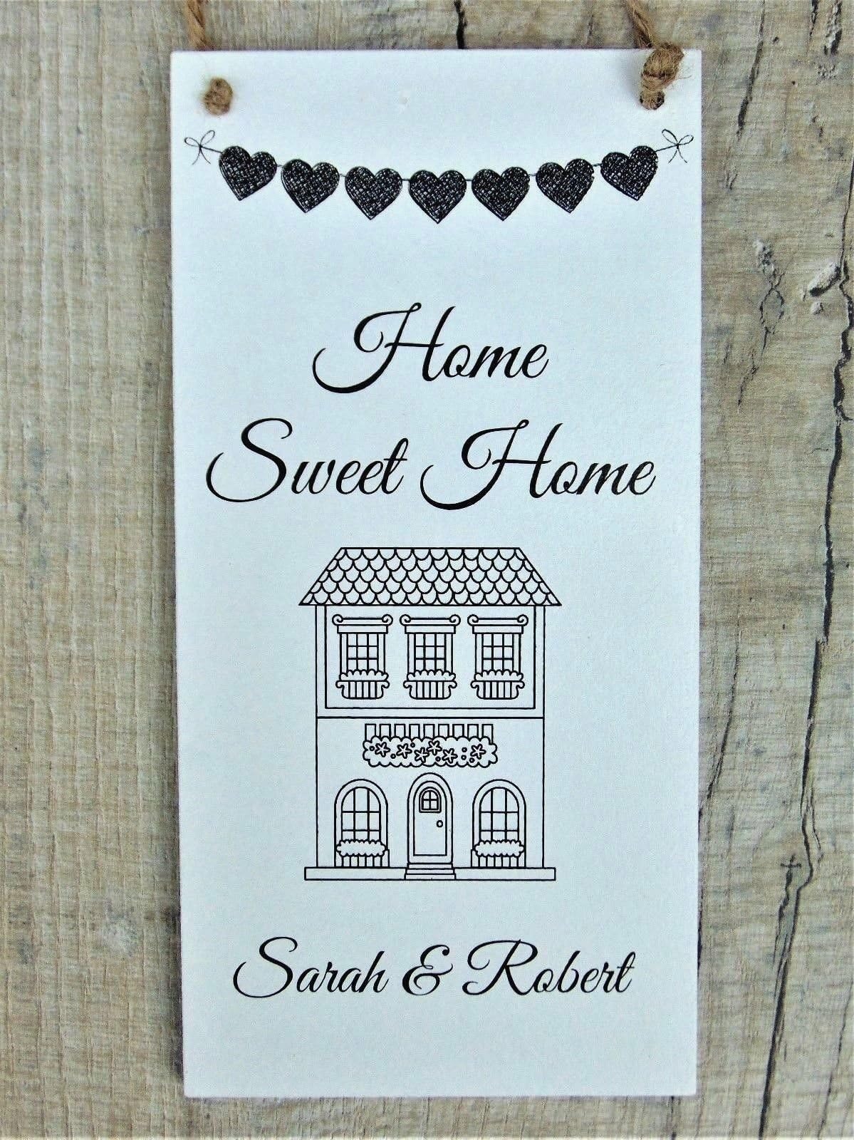 Lilylotties Personalised New Home Gift plaque Home Sweet Home - House Warming gift GV Portrait