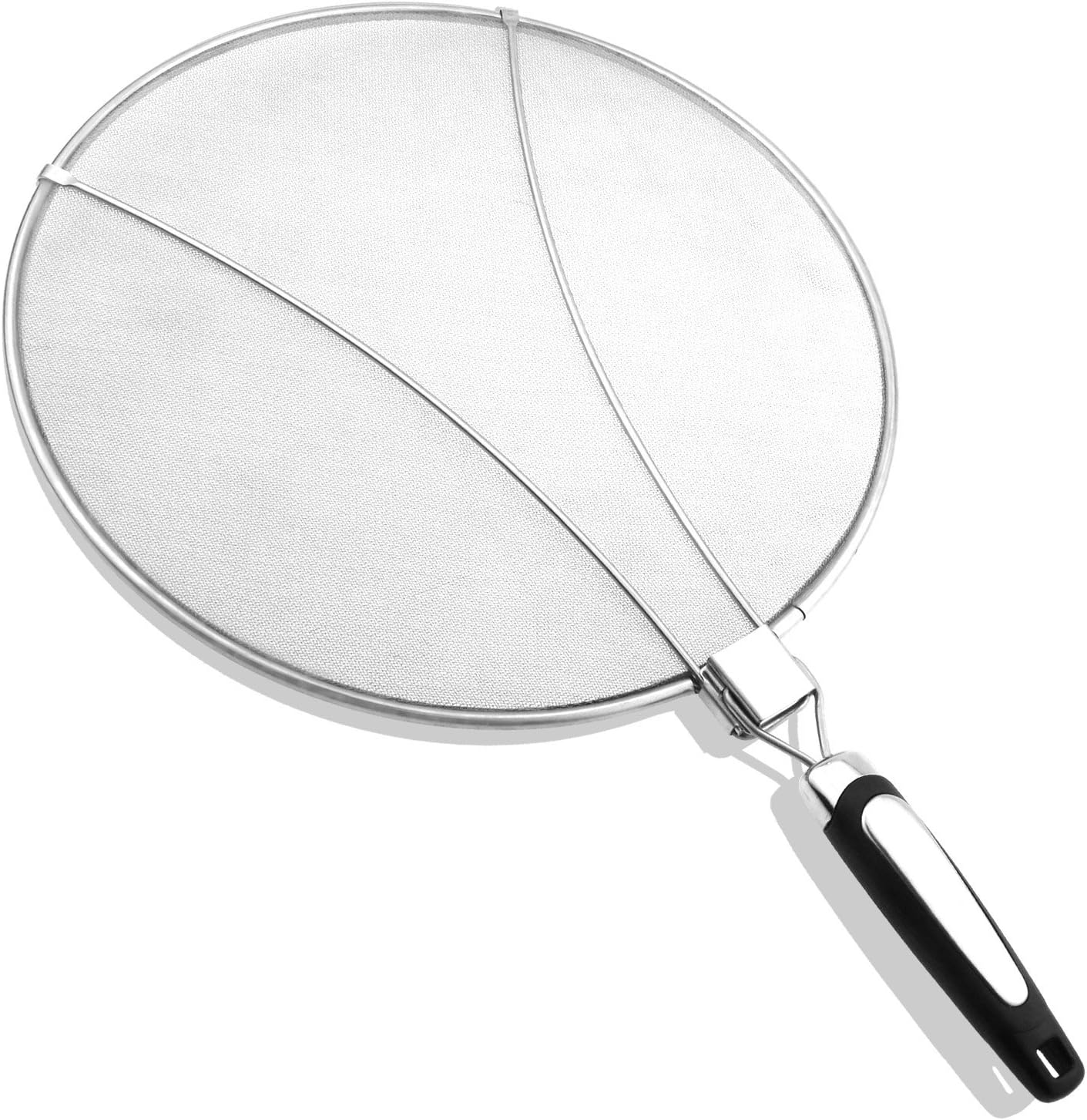 TedGem Stainless Steel Splatter Screen Guard with Silicone Foldable Handing Fits Many Pots & Pans Practical Kitchen Frying Pan Oil Proofing Lid