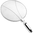 Cabilock Foldable Splatter Screen For Pots & Pans - Silicone Handle, Stainless Steel, Stops Oil Splashes (Pink)