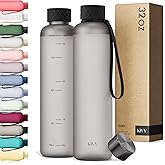KIVY Slim Water Bottle 32oz [Lightweight & Shatterproof] Fits Backpack & Cupholder for Travel, Sports, School, Gym - Black water bottle no straw for Men - Screw top - Dishwasher Safe