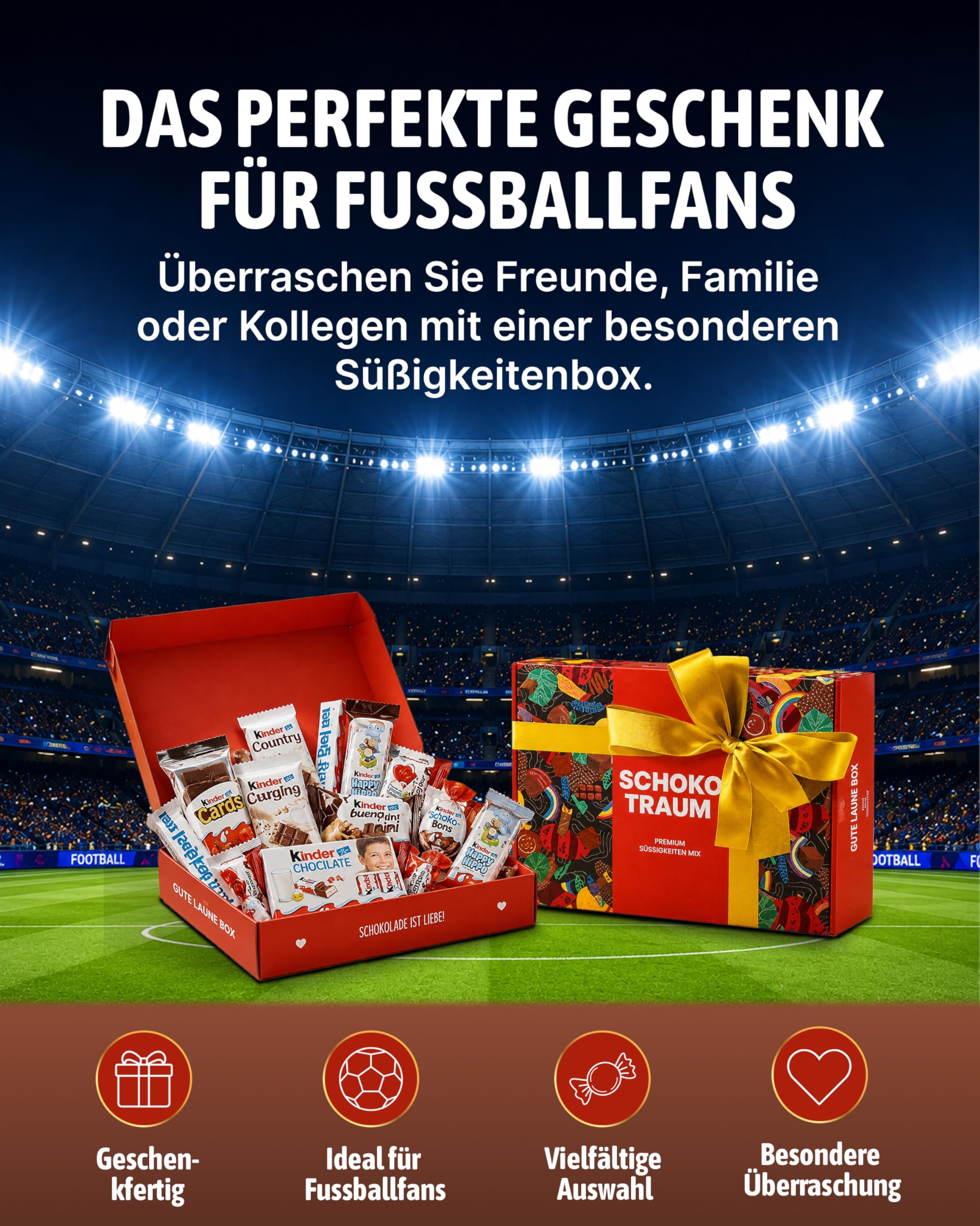 Süßigkeiten Box mit Kinderschokolade - "Schokotraum" von Candy Circle, Wunderschöne Süssigkeiten Box mit Bueno, Kinder Schokolade und Kinder Country, als Geschenk oder Naschbox 3