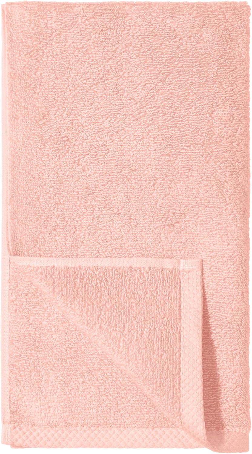 Basics Quick-Dry, Luxurious, Soft, 100% Cotton Towels, Petal Pink - Set of 8 Hand Towels: Home & Kitchen