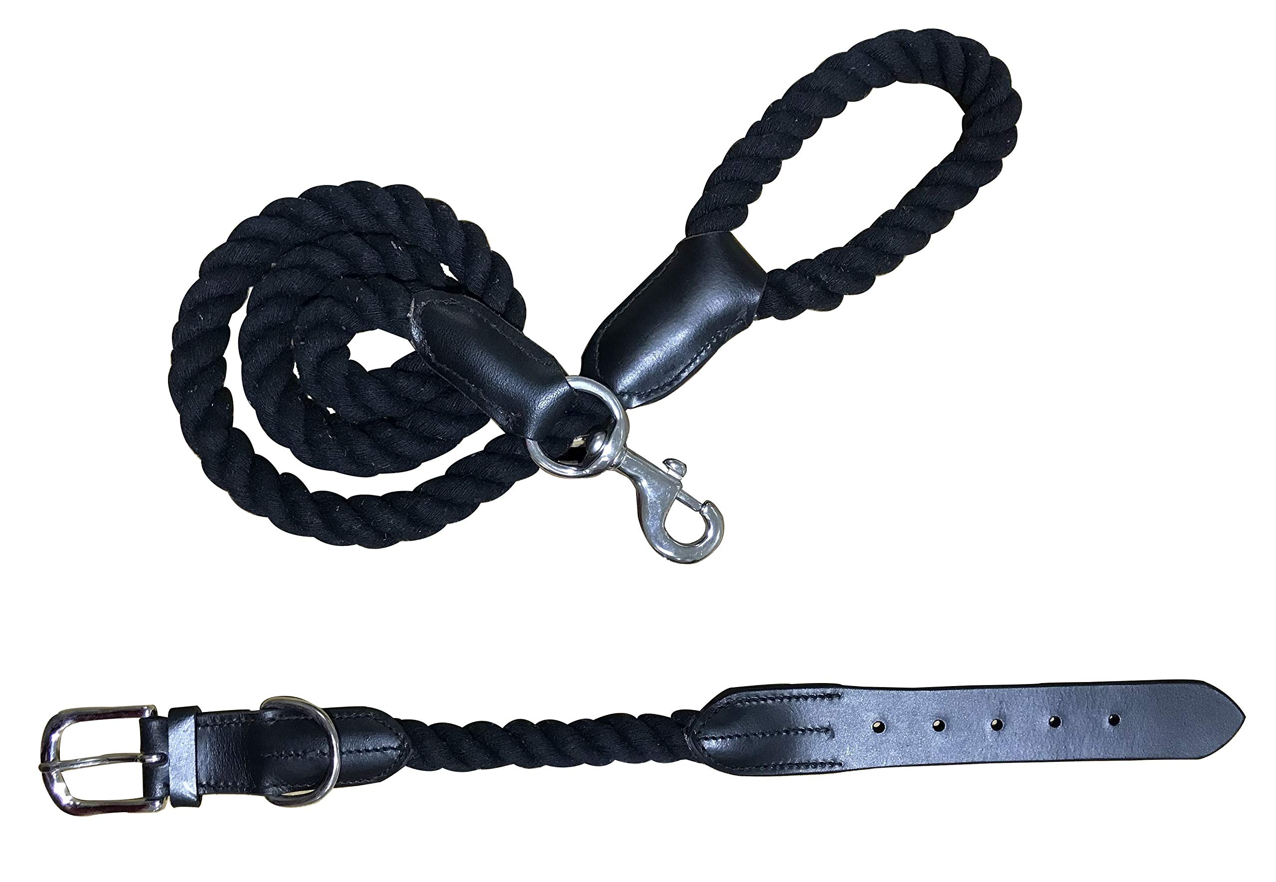 BRADLEY CROMPTON Genuine Leather Matching Pair Dog Collar and Lead Set L