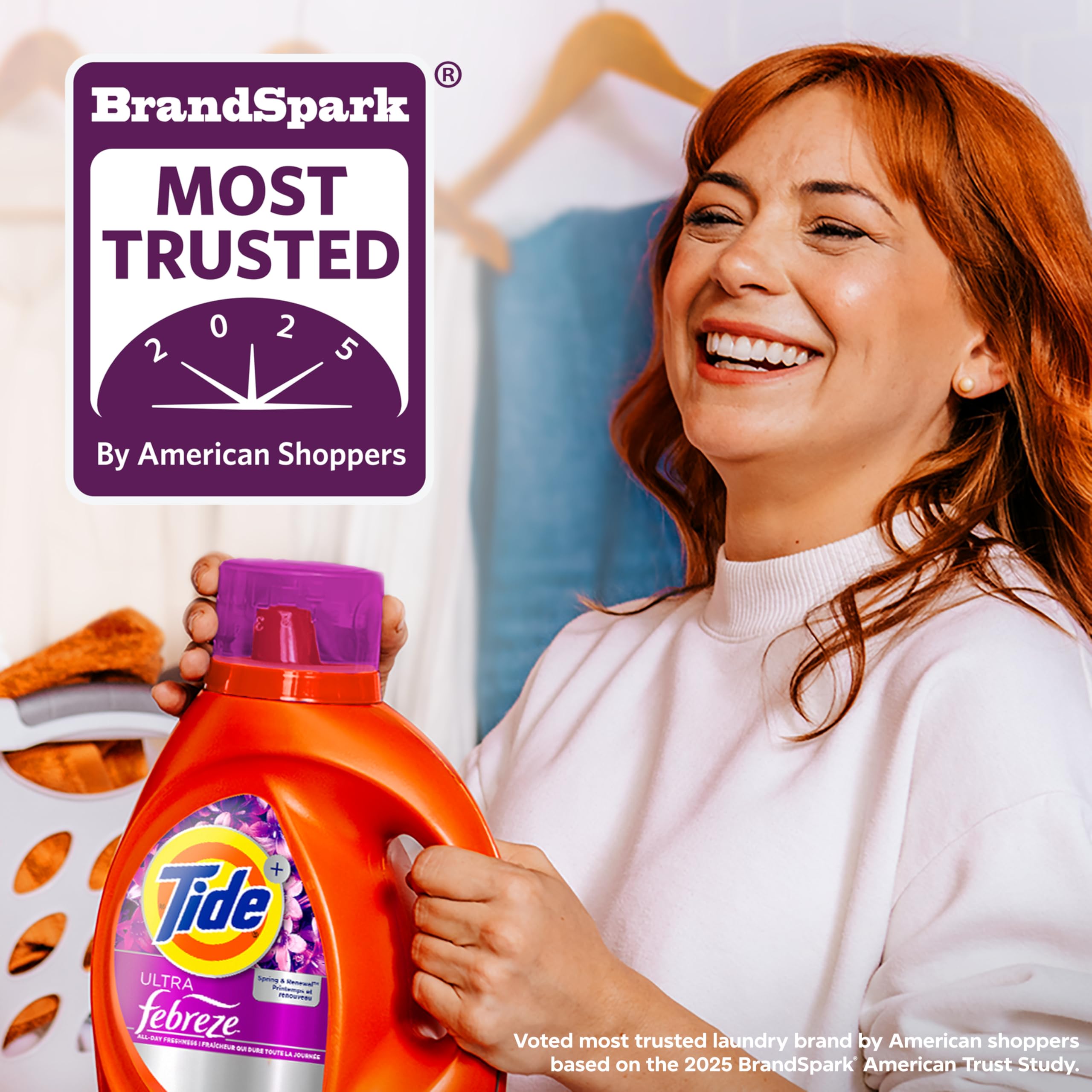 Tide Plus Febreze Freshness HE Turbo Clean Liquid Laundry Detergent, Spring & Renewal Scent, 84 fl oz, 59 loads