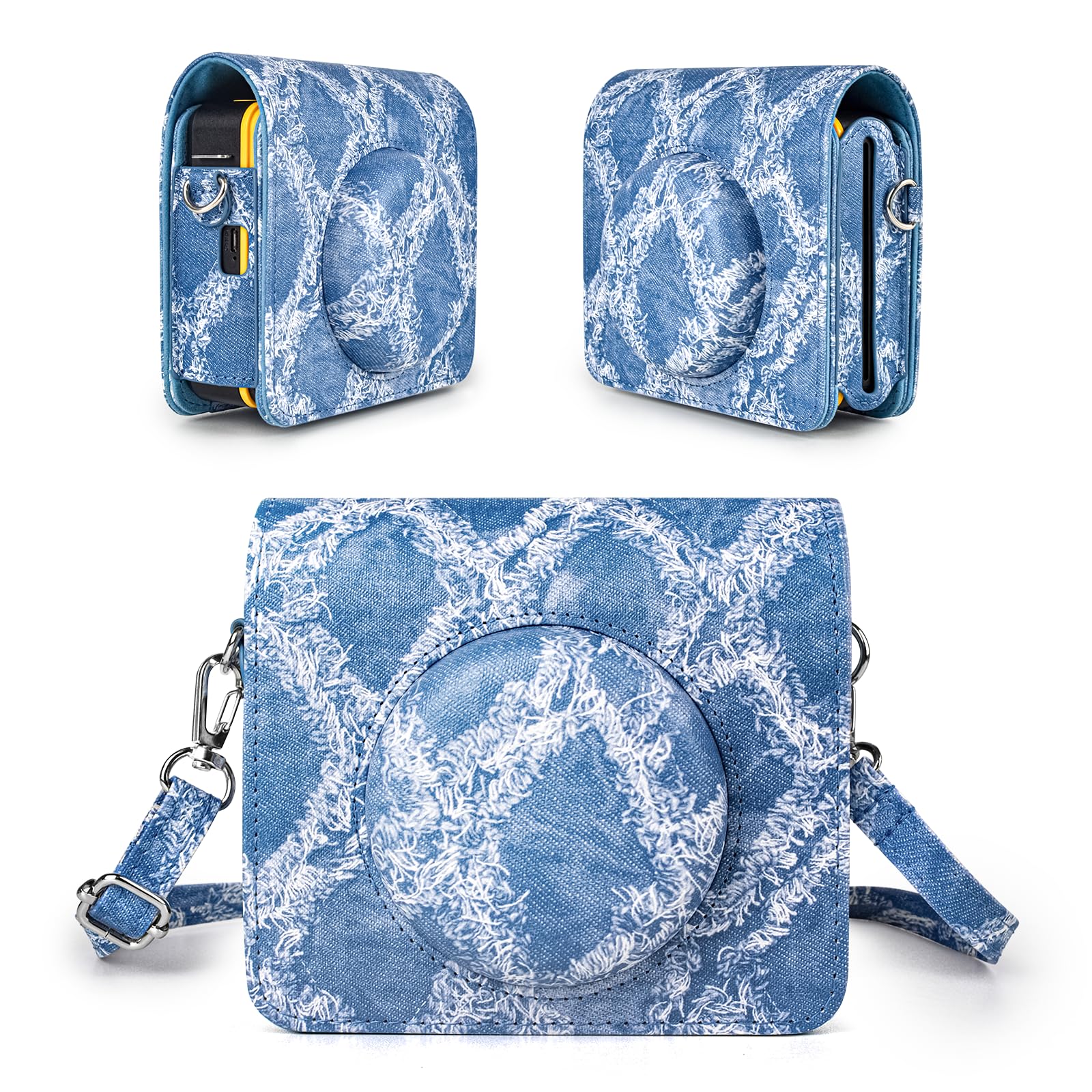 HIYQIN Mini Shot 3 Retro Case, Protective PU Leather Case for Kodak Mini Shot 3 Retro, Kodak C300R Camera Carry Case with Charging Interface - Denim Style