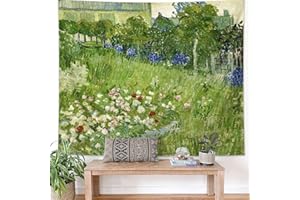 ARTCREATOR Van Gogh Wall Tapestry for Bedroom, Van Gogh Wall Art Posters for Room Aesthetic, Green Spring Garden Tapestry Small Floral and Plant Wall Hanging for Living Room Dorm (29" x 37")-01