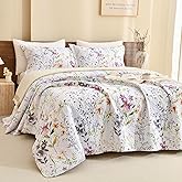 Lady Ann Oversized Cal King Bedspreads for Extra Bed 120x120, Wild Floral Printed Quilt Set 100% Cotton Flower Botanical Pattern Bedding, Vintage Coverlet with Pillow Shams for All Season, 3 PCS