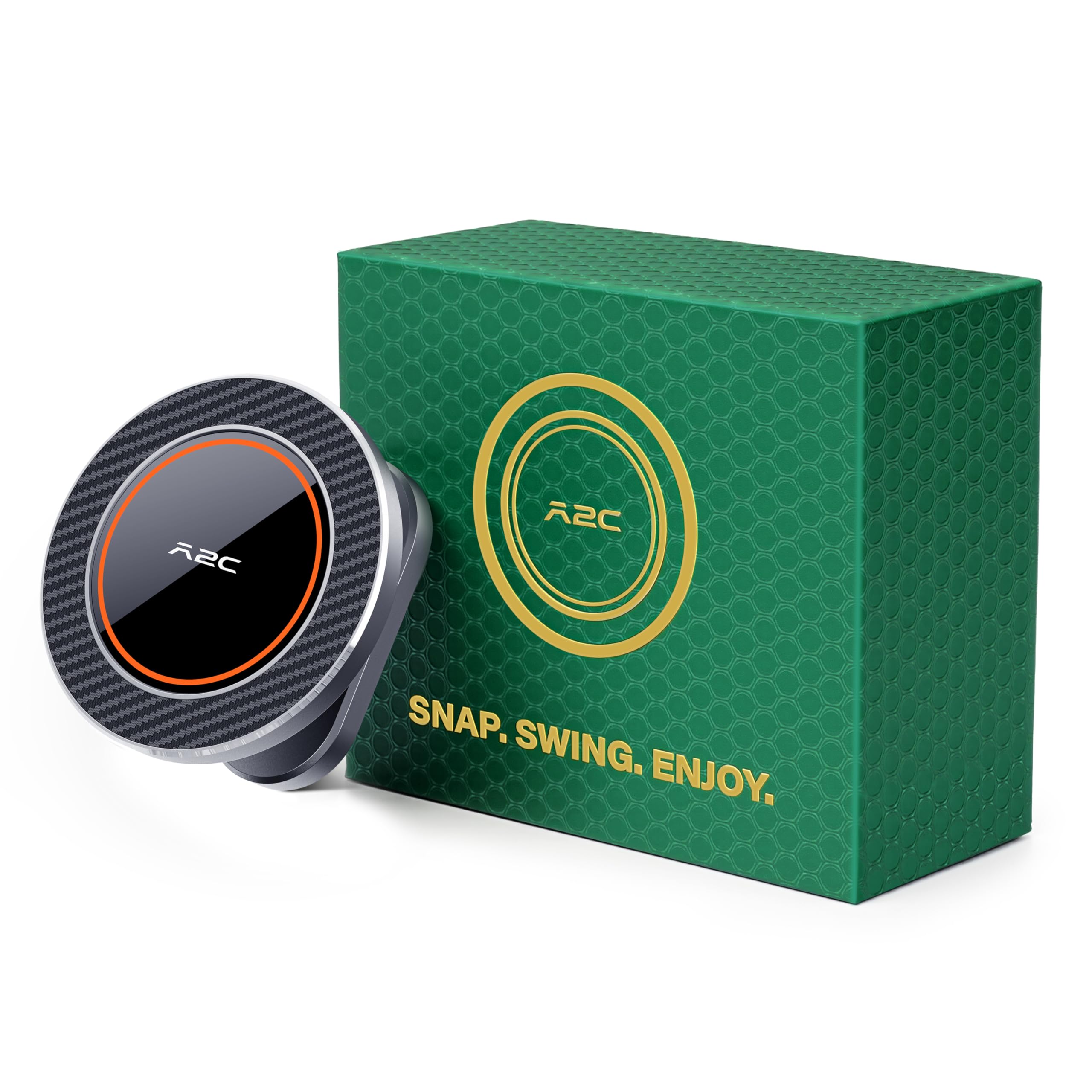 A2C Alloy Magnetic Golf Cart Phone Holder Compatible with MagSafe iPhone 16 Pro Max Plus 15 14 13 12 Mini Fits EZGO, Club Car, Yamaha, Icon, Golf Cart Accessories Essentials Gift (Green Gift Box) Image