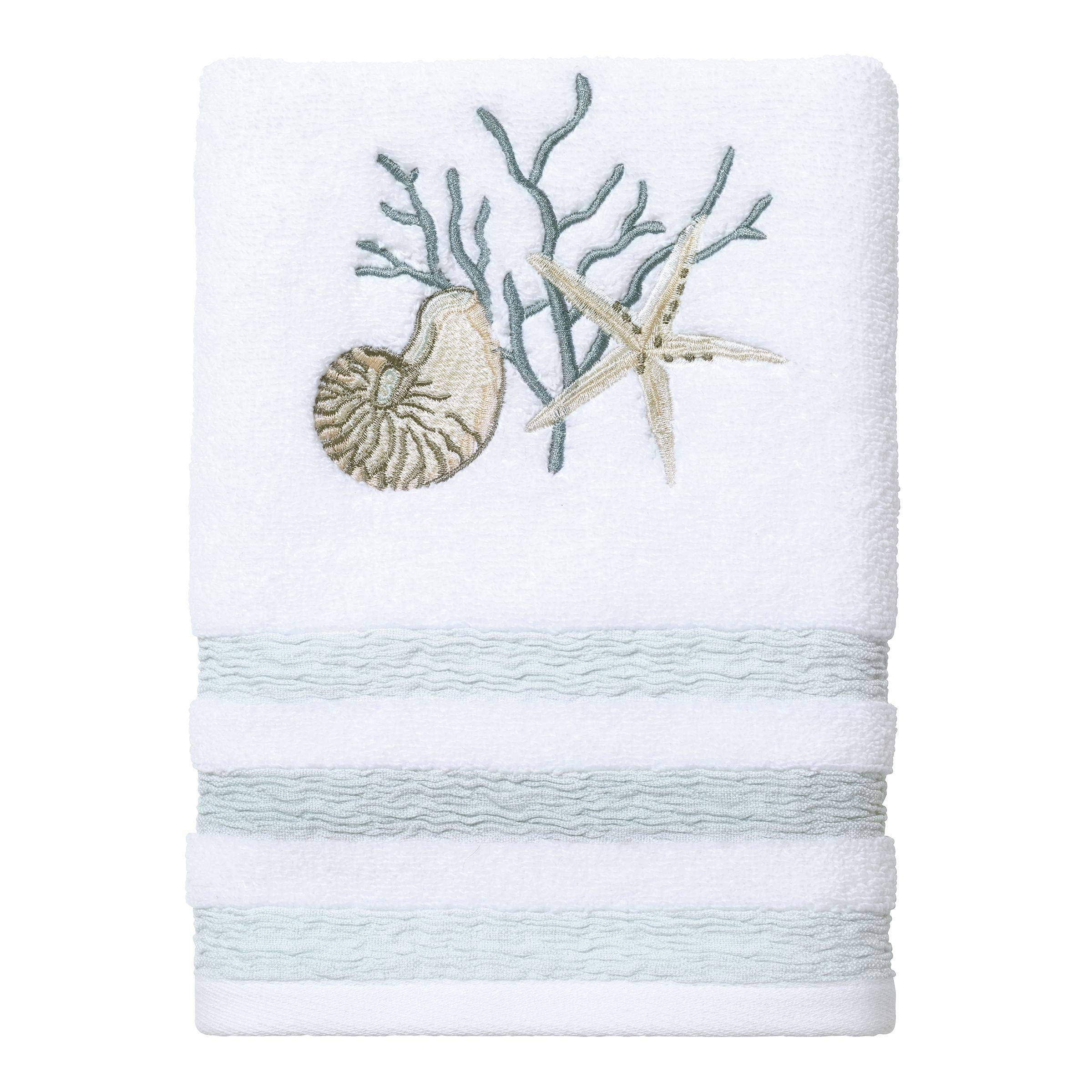 Avanti Linens Coastal Terrazzo Collection, Cotton, White, Hand Towel