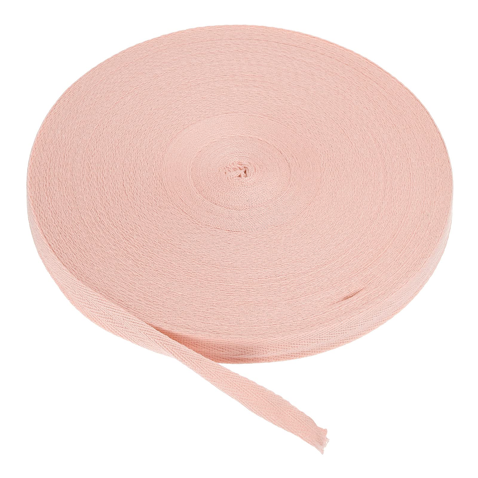 PATIKIL Cotton Twill Tape 15mm(5/8 Inch) 50 Yards Cotton Ribbon Bias Binding Tape Herringbone Webbing Trim for Sewing Gift Wrapping Craft DIY Light Pink