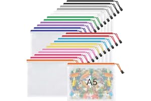 Umriox 24 Pack 12 Colors Small Zipper Pouch, 9.5" x 7.1"/A5 Size Mesh Bags with Zipper, mesh Bags for Puzzles Board Games and Office Supplies Travel Accessories