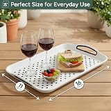 Zuvo Anti-Slip Food Serving Tray Set of 2 White BPA-Free Plastic Trays view 2