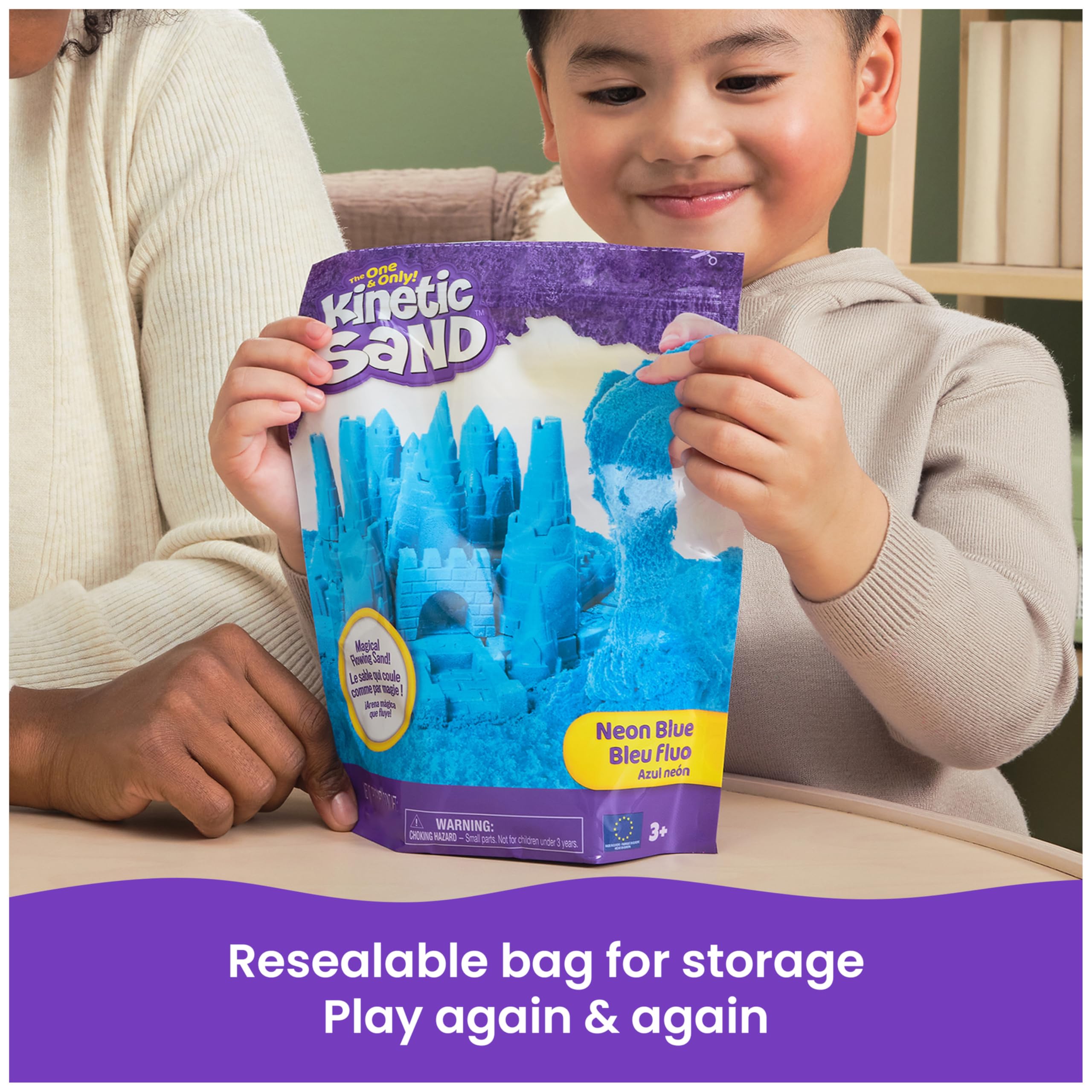 Kinetic Sand, 2.5lbs Blue Play Sand, Moldable Sensory Toys for Kids, Resealable Bag (Packaging May Vary), for Ages 3 and up