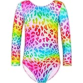 Snowheart Girls Gymnastics Leotards -Long Sleeve Leotards For Girls Toddler Gymnastics Leotard(3-4T、Rainbow Leopard)