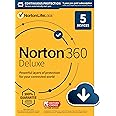 Norton 360 Deluxe (2022 Ready) Antivirus software for 5 Devices with Auto Renewal - Includes VPN, PC Cloud Backup & Dark Web 
