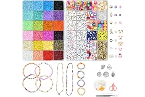 JOJANEAS 28800pcs 2mm Glass Seed Beads 24 Colors Bracelet Making Kit Tiny Beads Set,Necklace Ring Making Kits