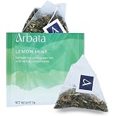 Arbata Lemon Mint Green Tea, 12 Pyramid Tea Bags &ndash; Artisanal Lightly Caffeinated Green Tea with Spearmint, Lemongrass &amp; Lemon Verbena, Refreshing Citrus Mint Tea Sachets, Made in USA