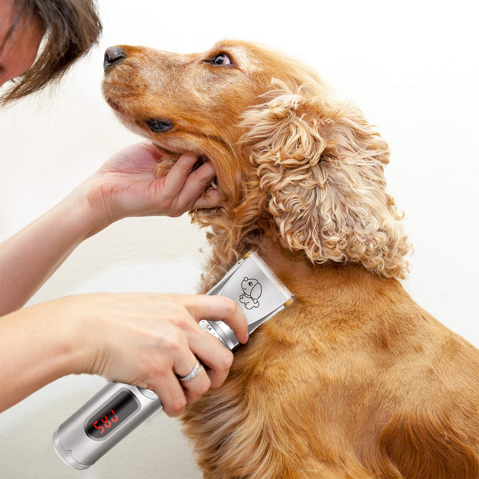 Zoneyee Pet Grooming Clipper Kits, Low Noise for Dogs and Cats, Rechargeable Cordless Electric Haircut Set for Pets