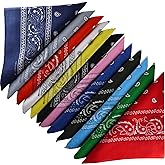 B.S.H.K.MAX Assorted Colors Paisley Cowboy Bandana 12 Pack Unisex 100% Soft Cotton Square Bandanas Scarf Head Wraps For Men Women