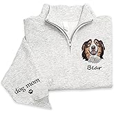 Chillever Personalized Embroidery Sweatshirt With Dog Photo for Women, Custom Dog Mom Sweatshirt, Dogs Mom Gifts