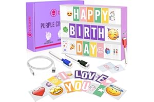 tricase Purple Cinema Light Box with 312 Letters, Emojis & 3 Markers - Led Light Box Sign for Home & Purple Bedroom Decor for Girls - Light Up Letter Board - Best Gift Idea for Girls on Christmas