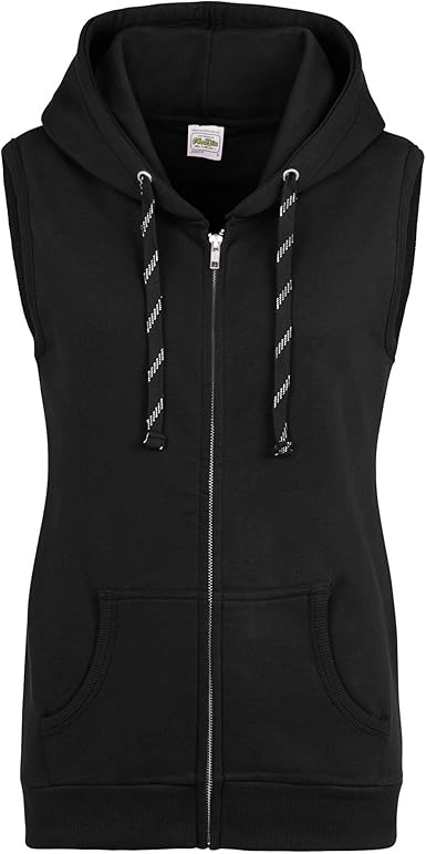 felpa senza maniche con cappuccio