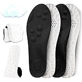2 Pairs - Steppers Insoles 4D Cloud Massage Cushion for Foot & Joint Support, Memory Foam Insoles for Men & Women (Black, Men 5-7.5 / Women 6.5-9)