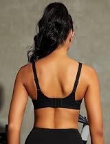 WingsLove Women’s High Impact Sports Bra Full Coverage Wirefree Black view 3
