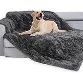 gogobunny Waterproof Dog Blanket for Couch & Furniture Protection - Super Soft Reversible Throw for Large Dogs & Cats, Calming Washable Fur & Sherpa Pet Blanket (50x60 Inch, Grey)