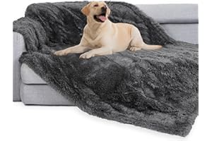 gogobunny Waterproof Dog Blanket for Large Dogs, Cats, Puppy, Reversible Faux Fur Pet Throw Blanket, Washable, Calming Furniture Protection for Sofa Bed (50x60 Inch (Pack of 1), Grey)