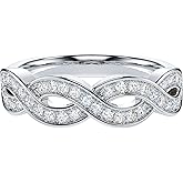 THELANDA 1CT Genuine Moissanite or Simulated Diamond Twisted Intersecting Infinity Engagement Ring Wedding Ring Bridal Set For Women