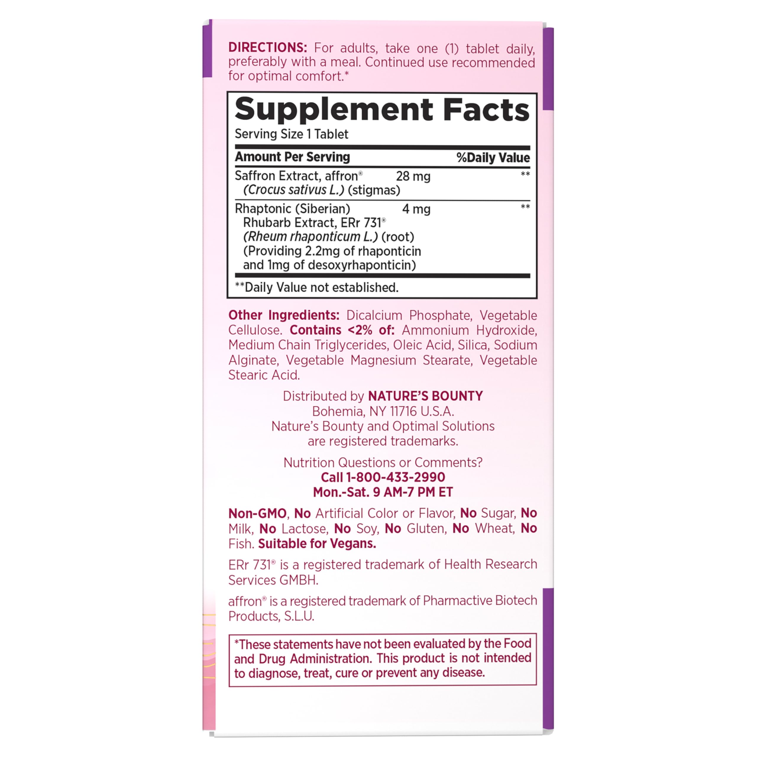 Nature’s Bounty Optimal Solutions Advanced Menopause Relief, Menopause Supplement for Women featuring Siberian Rhubarb, Hotflash Relief, No added Hormones, Drug-Free, 30 Tablets, 30 Total Servings