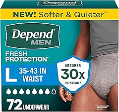 Depend Fresh Protection Adult Diapers for Men, Large, 72 Count