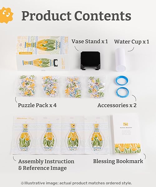 PIECERELAX 3D PUZZLE VASE FOR ADULTS TO FLOWER ARRANGEMENT AND HOME DECORATION MADE BY 160 CURVED PLASTIC PUZZLE PIECES – AUTUMN ABUNDANCE, FOR MOM [S1042]