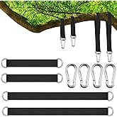 XonyiCos 4 PCS Short Straps Tree Swing Straps Hanging Kit, with Carabiners, Heavy Duty Suspension Kits for Gym Fitness Cable Machine Extension, Hanging Pulleys, Rings,Hammock Tree Straps