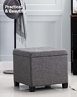 HNNHOME Stool with Storage 44L Linen Anthracite 45x45x41 cm view 7