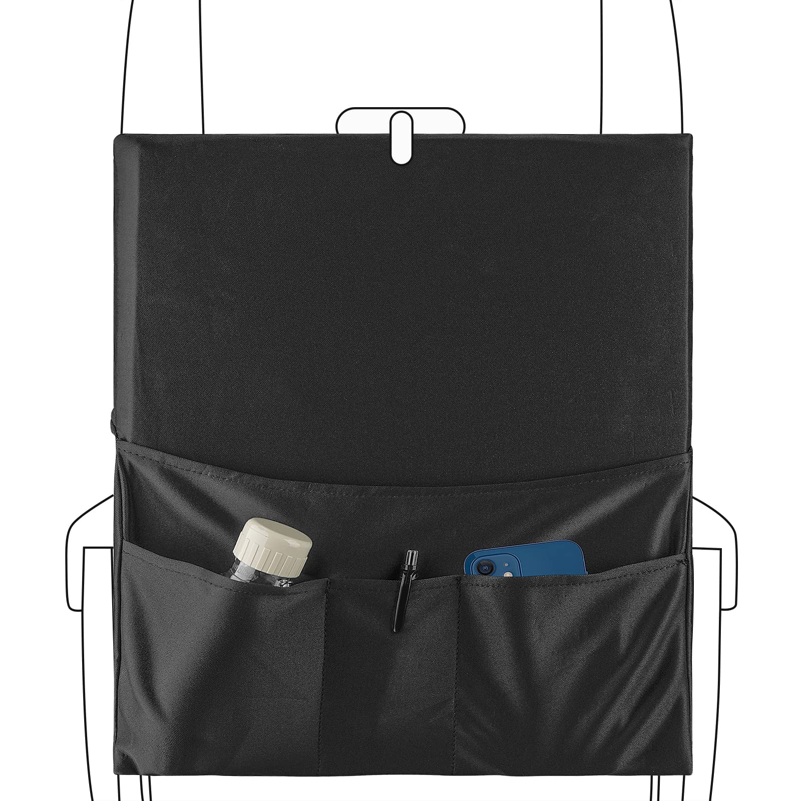 linkidea Airplane Tray Cover with Pockets, Airline Pouches Seat Back Organizer & Storage for Personal Items, Convenient Sanitary Travel Essentials for Flying (Black)