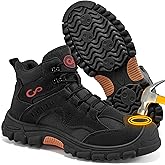 Ablanczoom Work Boots for Men Steel Toe - Construction Footwear Slip Resistant Comfortable Breathable Durable Safety Boot