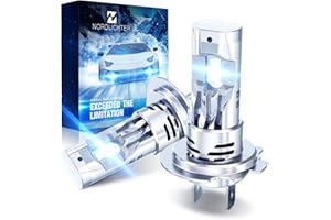 N NORDLICHTER H7 Bulbs, 600% Brightness 6500K Bright White 1:1 Mini Size Plug and Play No Adapter Required H7 Fog Light Bulbs with Cooling Fan (Pack of 2)