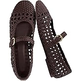 CUSHIONAIRE Windsor Woven Womens Flats with Adjustable Strap – Comfortable Mary Jane Ballet Flats for Women