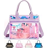 Fammart Iridescent Clear Beach Bag for Women, Large Pool Tote Cruise Vacation Essentials - Waterproof, Zipper Closure