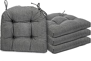 Kyaringtso Chair Cushions for Dining Chairs, 4 Pack Soft and Comfortable Chair Cushions Pads with Ties, Seat Cushions for Kitchen Chairs，Dining Room (4 Pack 17x16, Dark Gray)
