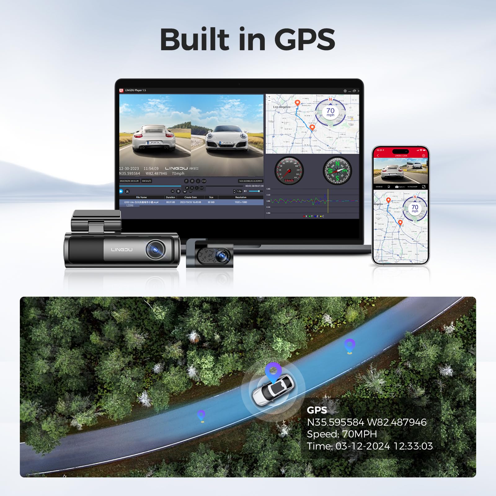 LD06 5G WiFi Dash Cam Front and Rear, 5K Dash Camera for Cars with 64GB SD Card, Night Vision Voice Control, G-Sensor Built-in GPS, 24H Parking Mode Loop Recording, Max Up Support 256GB